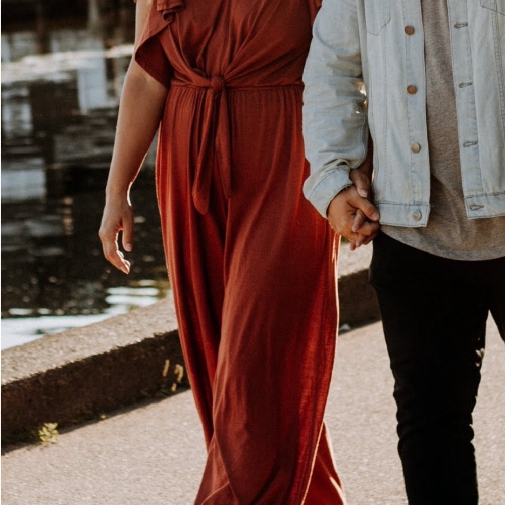 Rust/burnt orange Ruffled jumpsuit - Picture 3 of 6